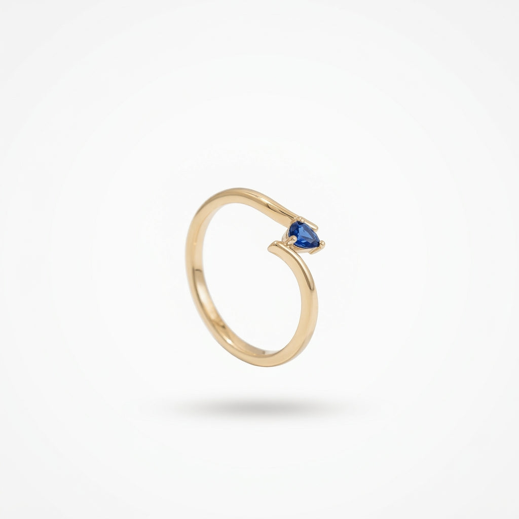 Blue Pear Moissanite Ring