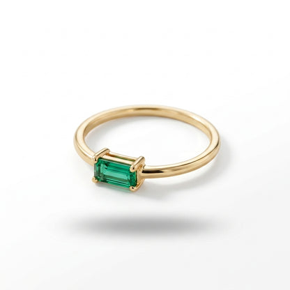 Green Baguette Lab Diamond Ring