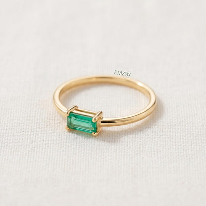 Green Baguette Lab Diamond Ring