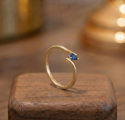 Blue Pear Moissanite Ring
