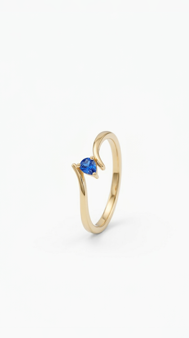 Blue Pear Moissanite Ring