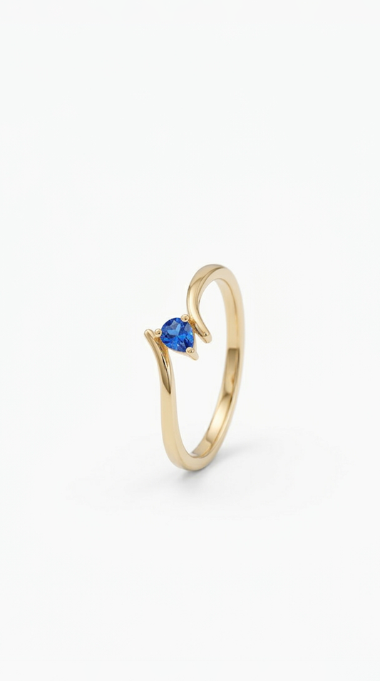 Blue Pear Moissanite Ring