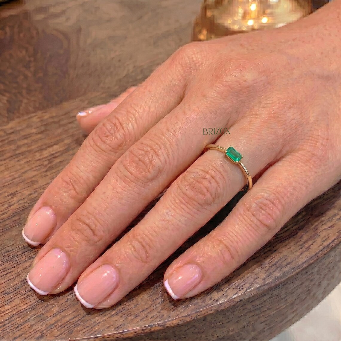Green Baguette Lab Diamond Ring