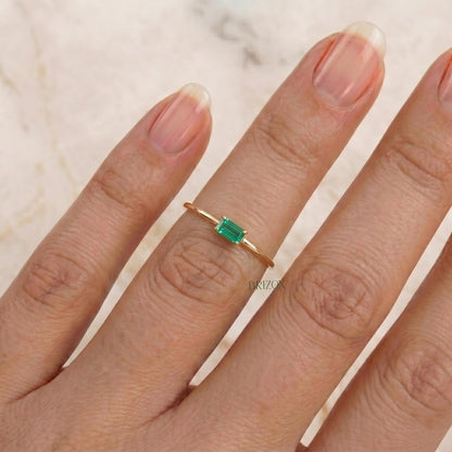 Green Baguette Lab Diamond Ring