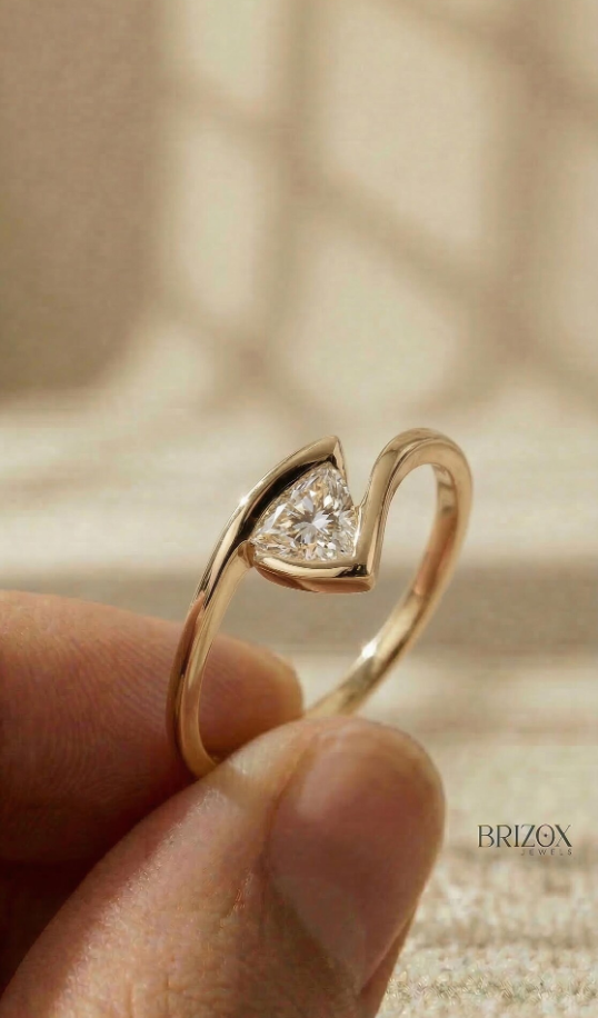 Trillion Cut Moissanite Ring