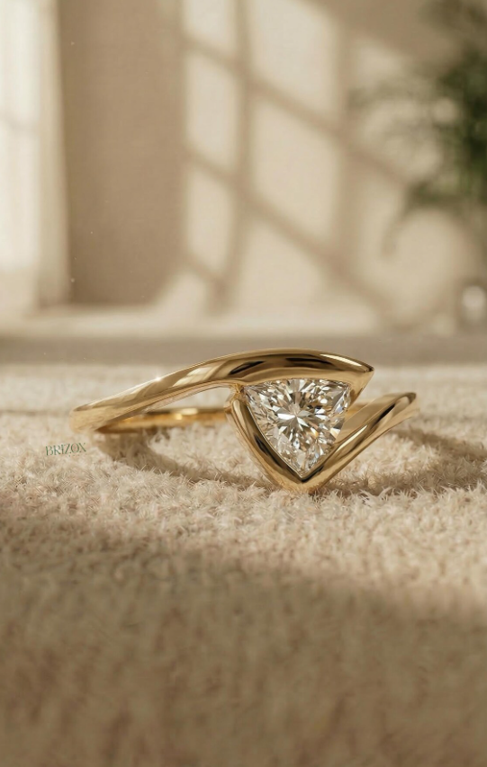 Trillion Cut Moissanite Ring