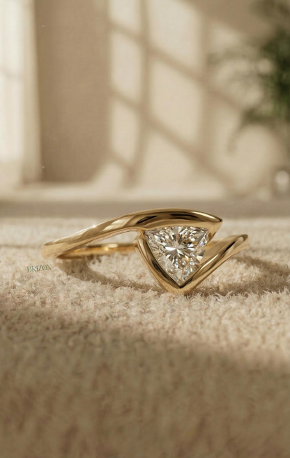 Trillion Cut Moissanite Ring