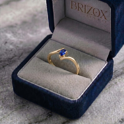 Blue Pear Moissanite Ring