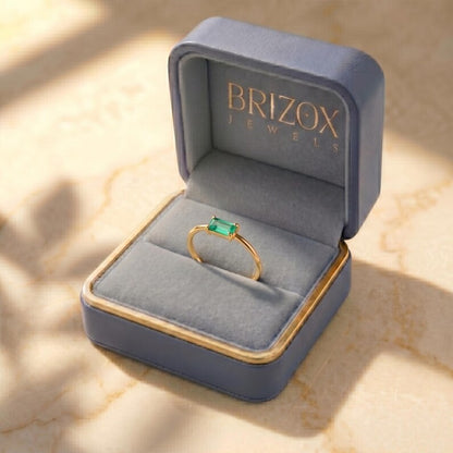 Green Baguette Lab Diamond Ring